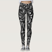 Leggings - Drame en noir et argent (Devant)