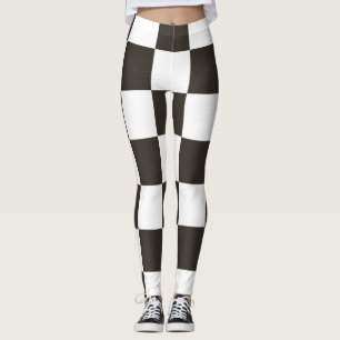 Leggings Drapeau À damiers (noir et blanc) (Motif du vérifi