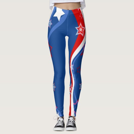 Leggings Drapeau Abstrait américain Stars et Stripes (Devant)