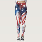 Leggings Drapeau américain 4 juillet (Devant)