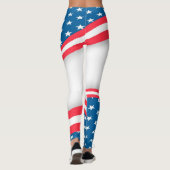 Leggings Drapeau américain Abstrait rouge blanc et bleu (Dos)