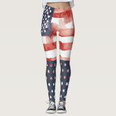 Leggings drapeau américain avec bas à pois étoilés (Devant)