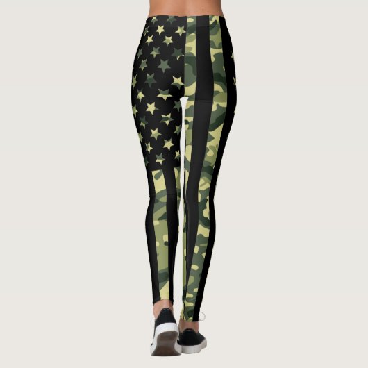 Leggings Drapeau américain avec camo vert (Dos)