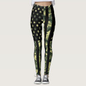 Leggings Drapeau américain avec camo vert (Devant)