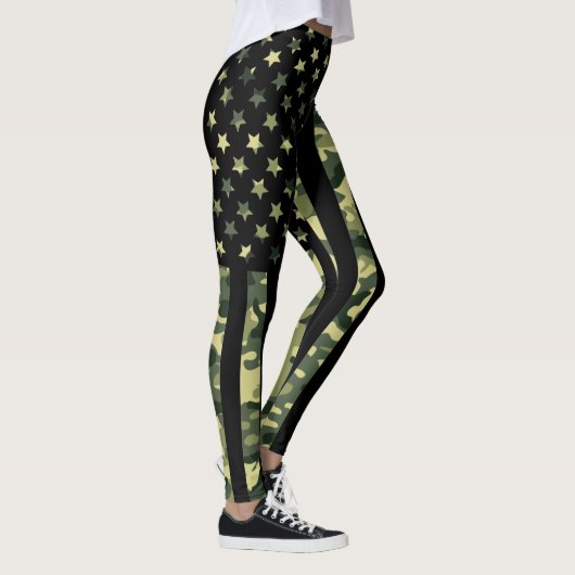 Leggings Drapeau américain avec camo vert (Droite)