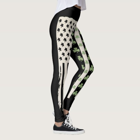 Leggings Drapeau américain avec Shamrocks pour St patrick (Droite)