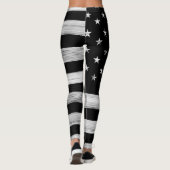 Leggings Drapeau américain Bois rustique Noir Blanc Patriot (Dos)