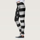 Leggings Drapeau américain Bois rustique Noir Blanc Patriot (Gauche)