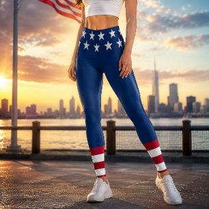 Leggings Drapeau américain étoilé et rayé patriotique USA