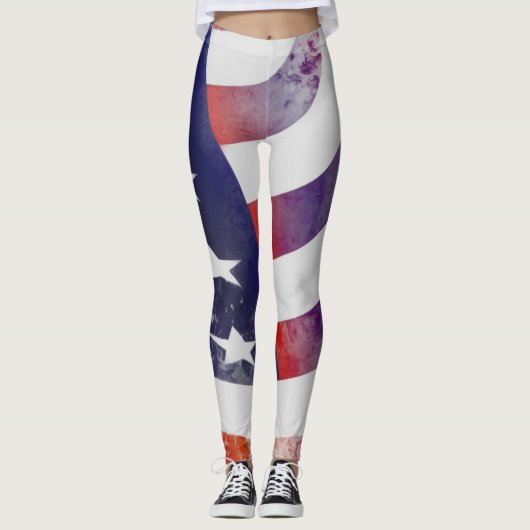 Leggings Drapeau américain Grunge (Devant)