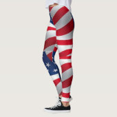 Leggings drapeau américain motif patriotique rouge bleu bla (Gauche)