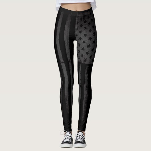 Leggings Drapeau américain noir (Devant)