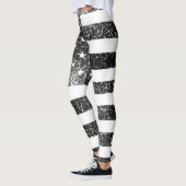 Leggings Drapeau américain noir et blanc brillant parties s (Gauche)