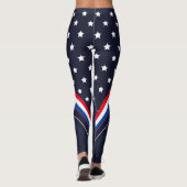 Leggings Drapeau américain Nom personnalisé Patriotique Ath (Dos)