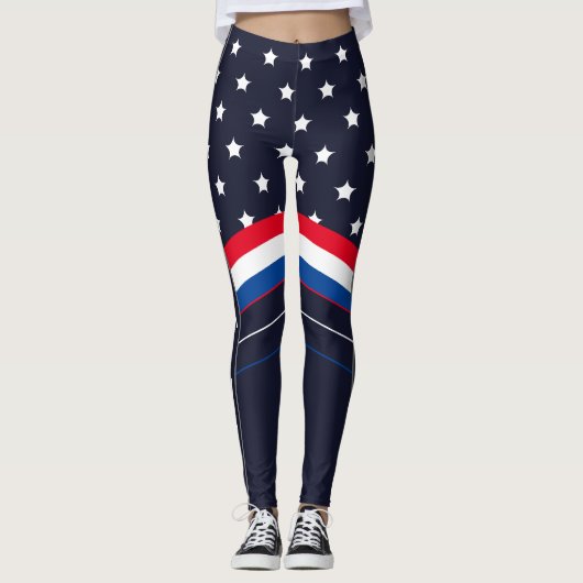 Leggings Drapeau américain Nom personnalisé Patriotique Ath (Devant)