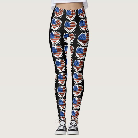 Leggings Drapeau américain Patriot Heart (Devant)