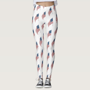 Leggings Drapeau américain patriotique vintage au vent