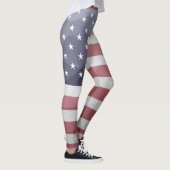 Leggings Drapeau américain Rouge Blanc Bleu Maillon géométr (Droite)