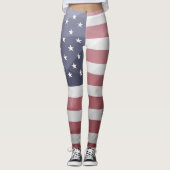 Leggings Drapeau américain Rouge Blanc Bleu Maillon géométr (Devant)