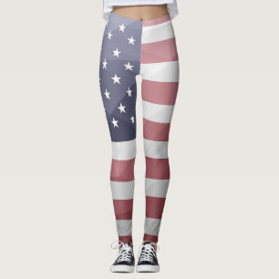 Leggings Drapeau américain Rouge Blanc Bleu Mesh géométriqu
