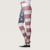 Leggings Drapeau américain Rouge Blanc Bleu Mesh géométriqu (Gauche)