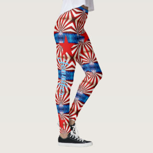 Leggings Drapeau américain Rouge Blanc Bleu Personnalisé No