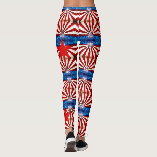 Leggings Drapeau américain Rouge Blanc Bleu Personnalisé No (Dos)