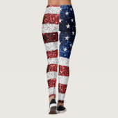 Leggings drapeau américain rouge blanc brillant parties sci (Dos)