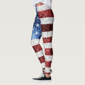 Leggings drapeau américain rouge blanc brillant parties sci (Gauche)