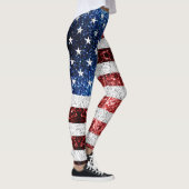 Leggings drapeau américain rouge blanc brillant parties sci (Droite)