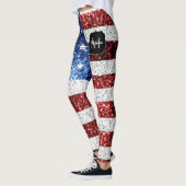 Leggings Drapeau américain rouge blanc brillant parties sci (Gauche)