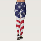 Leggings Drapeau américain rouge blanc et bleu (Dos)