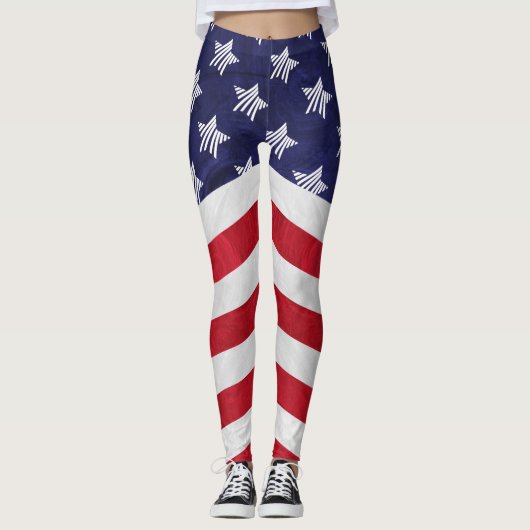 Leggings Drapeau américain rouge blanc et bleu (Devant)
