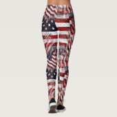Leggings Drapeau américain Rouge Bleu Bleu Grilles Étoiles  (Dos)