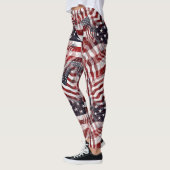 Leggings Drapeau américain Rouge Bleu Bleu Grilles Étoiles  (Gauche)