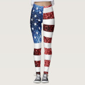 Leggings Drapeau américain rouge et bleu parties scintillan (Devant)