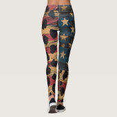 Leggings Drapeau américain rustique imprimé léopard (4) (Dos)