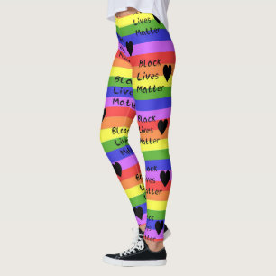 Leggings Drapeau Arc-en-ciel Black Lives Matter Texte LGBTQ