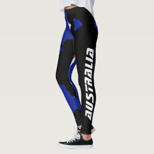 Leggings Drapeau Australien Design Lettres blanches sur noi