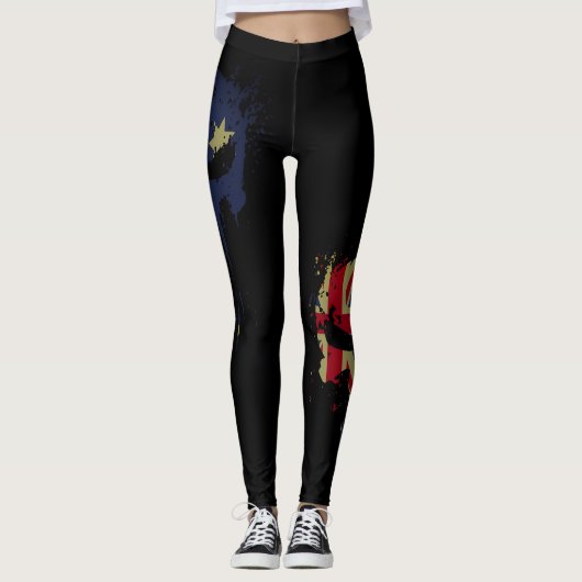 Leggings Drapeau australien noir (Devant)