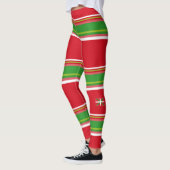 Leggings Drapeau Basque + motif rayé rouge et vert : (Gauche)