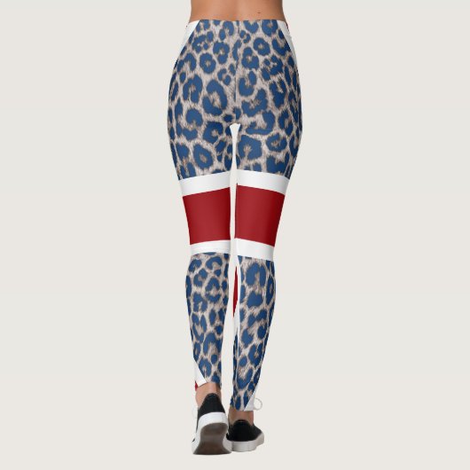 Leggings Drapeau bleu frais de léopard d'Union Jack (Dos)