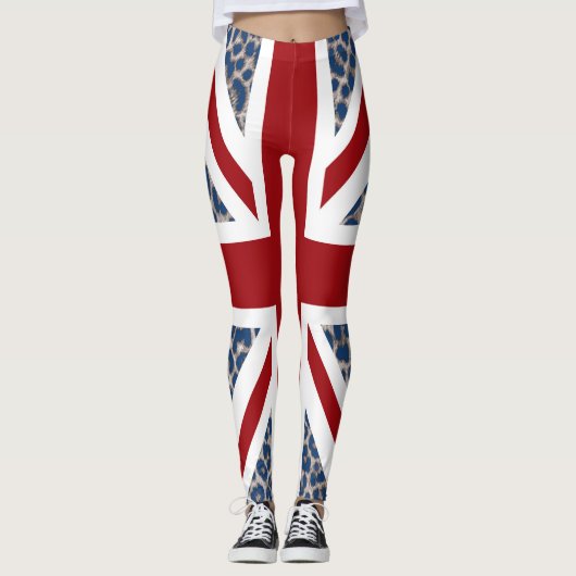 Leggings Drapeau bleu frais de léopard d'Union Jack (Devant)