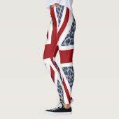 Leggings Drapeau bleu frais de léopard d'Union Jack (Gauche)