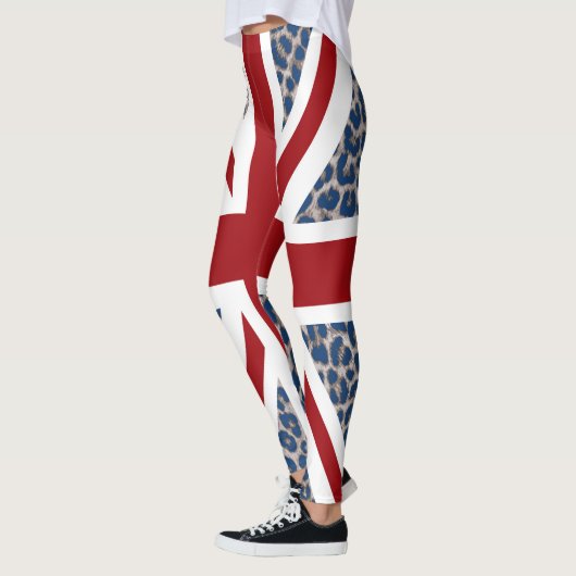 Leggings Drapeau bleu frais de léopard d'Union Jack (Gauche)