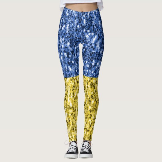 Leggings Drapeau bleu jaune Ukraine parties scintillant fau (Devant)