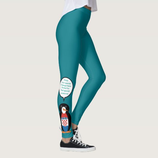 Leggings Drapeau croate Parlant Mme Penguin Personnalisé (Droite)