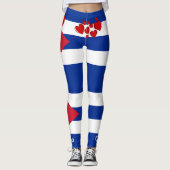 Leggings Drapeau cubain avec illustration de coeur rouge (Devant)
