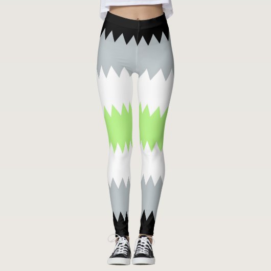 Leggings Drapeau de fierté Agender Abstrait Groovy Boho Zig (Devant)