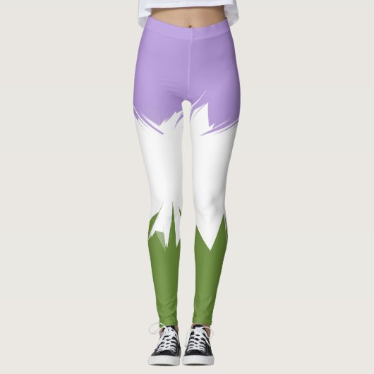 Leggings Drapeau de fierté Genderqueer abstrait ZigZag piqu (Devant)